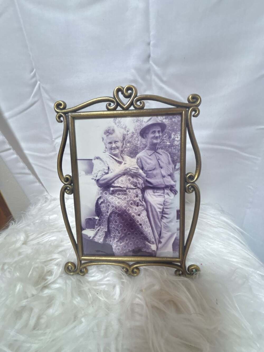 Vintage Brass Ornate Picture Frame with Heart Top